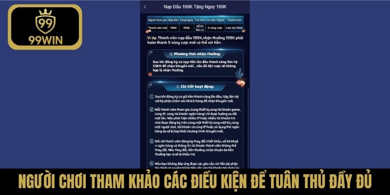 Người chơi tham khảo các điều kiện để tuân thủ đầy đủ