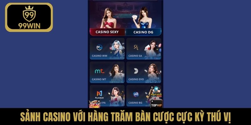 Sảnh casino với hàng trăm bàn cược cực kỳ thú vị