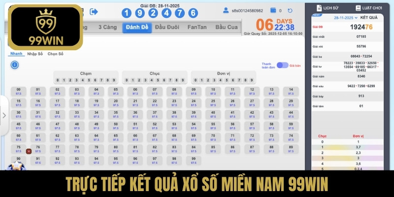 Trực tiếp kết quả xổ số miền Nam 99WIN