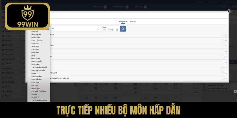 Trực tiếp nhiều bộ môn hấp dẫn