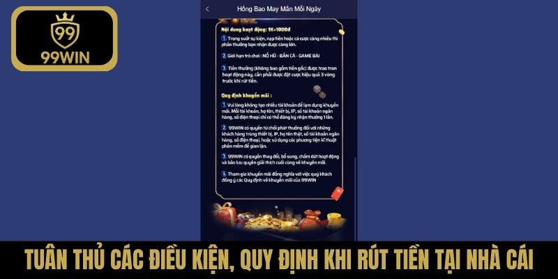 Tuân thủ các điều kiện, quy định khi rút tiền tại nhà cái